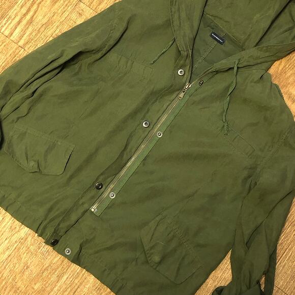 Brandy Melville Army Green Button Zip Front Utility Jacket Size One Si - Picture 6 of 16